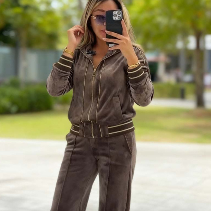 Women's Two-Piece Sweatsuit Set Long Sleeve Colorblock Casual
