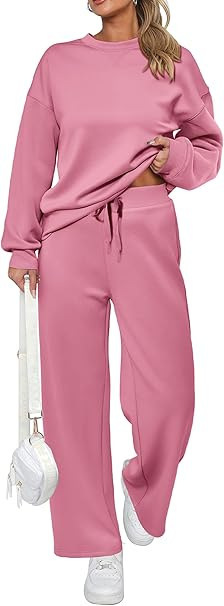 Women's Two-Piece Knit Set Long Sleeve Wide-Leg Tie Pants with Pockets
