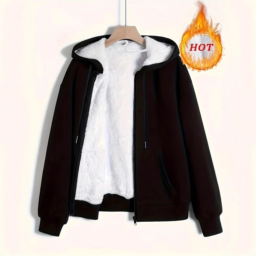 Women's Winter Warm Fleece Hooded Zip-Up Sweatshirt Jacket