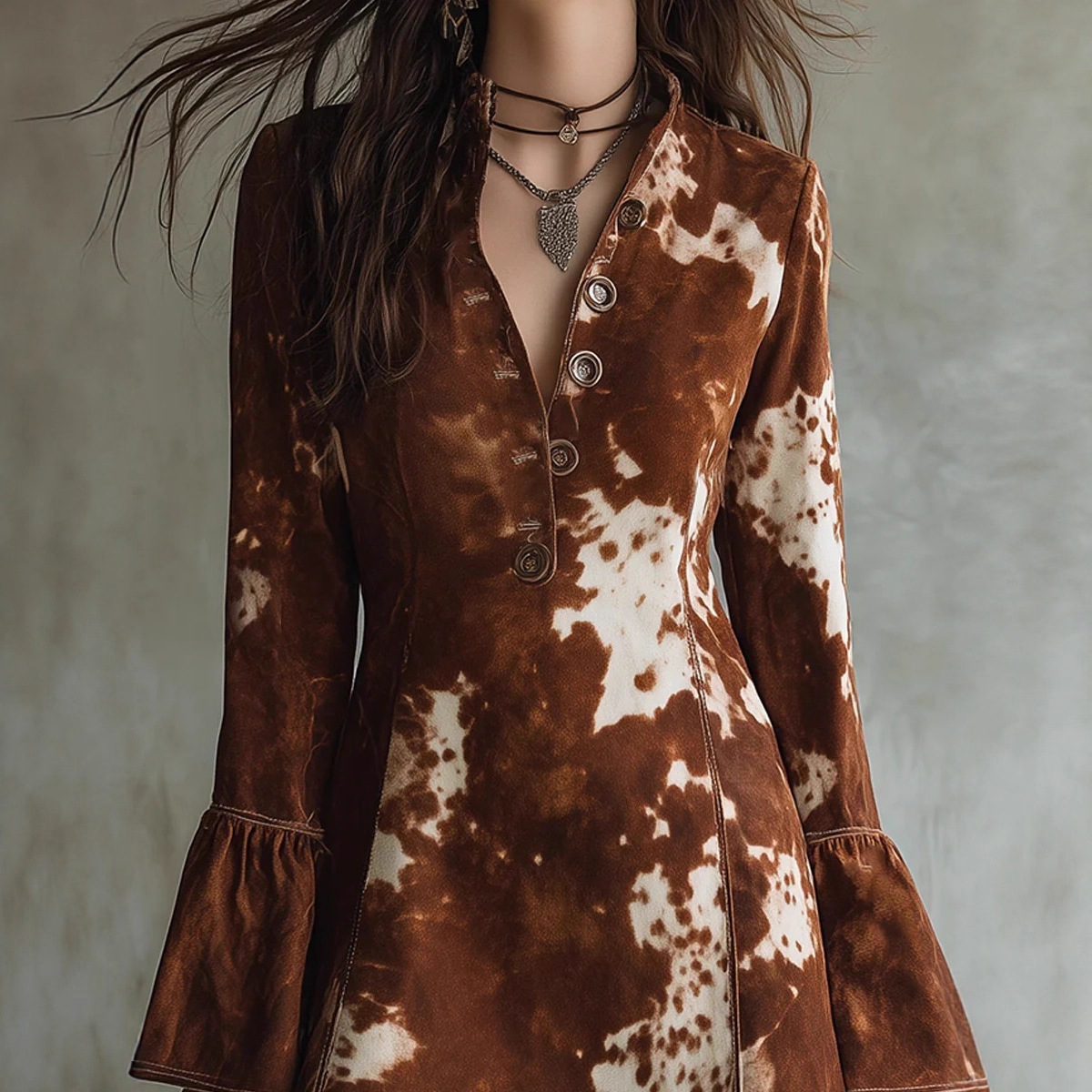 Women's Printed Lapel Collar Long Sleeve Single-Breasted Blazer Jacket