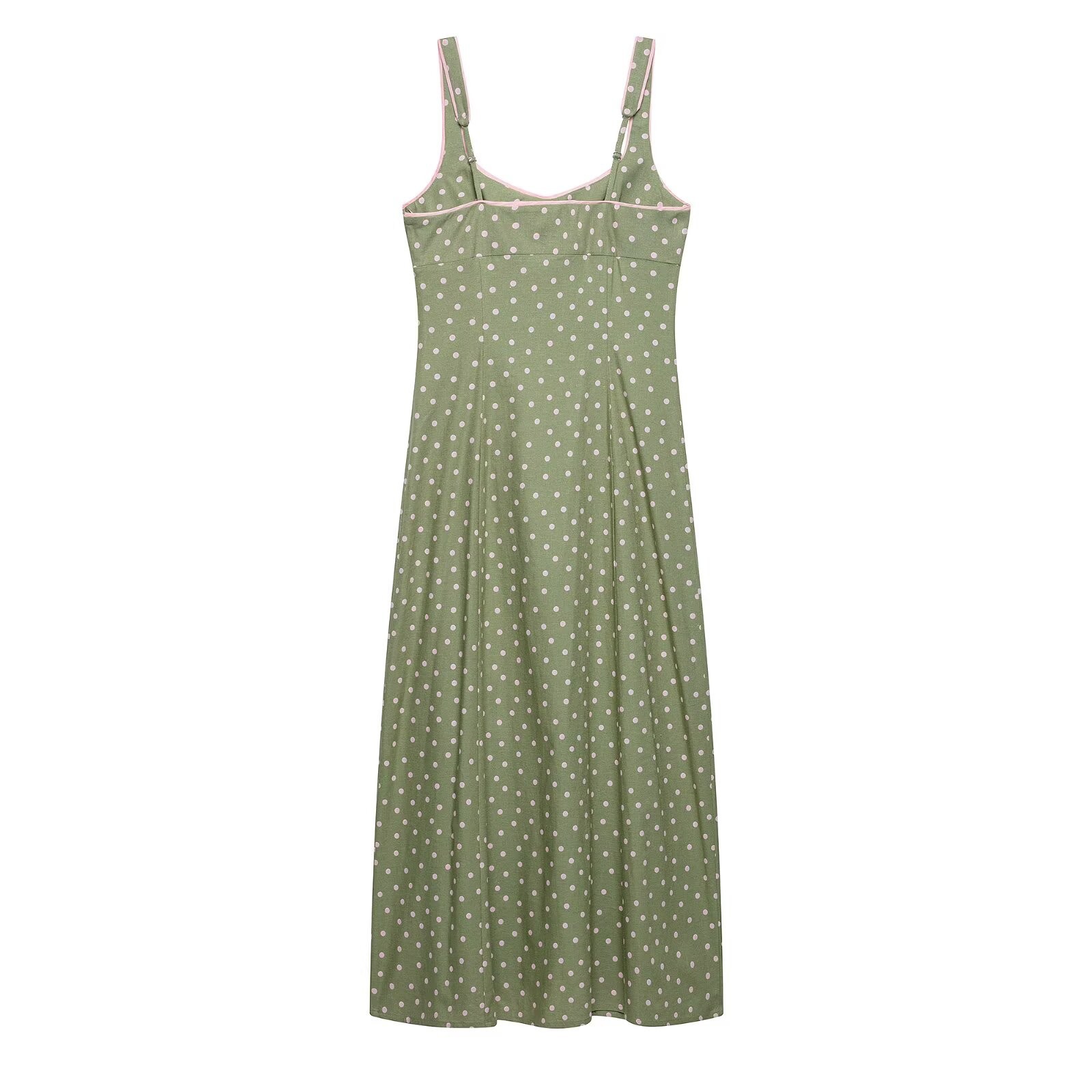 Women's Polka Dot Midi Slip Dress Sleeveless
