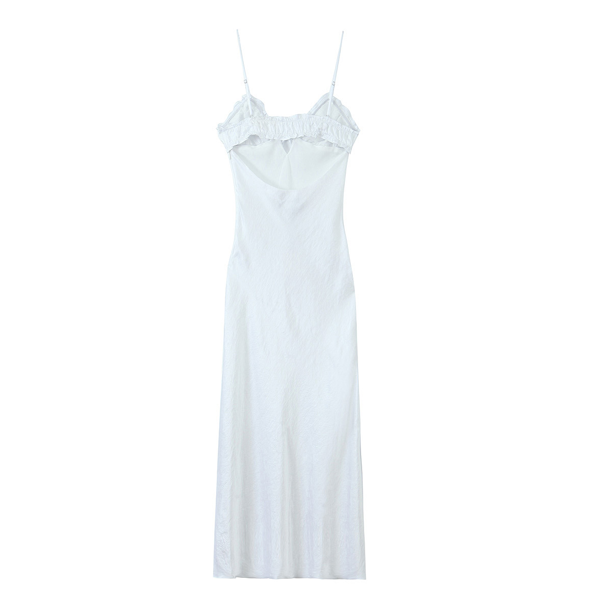 Layered Satin Midi Dress with V-Neck and Sleeveless A-Line Silhouette