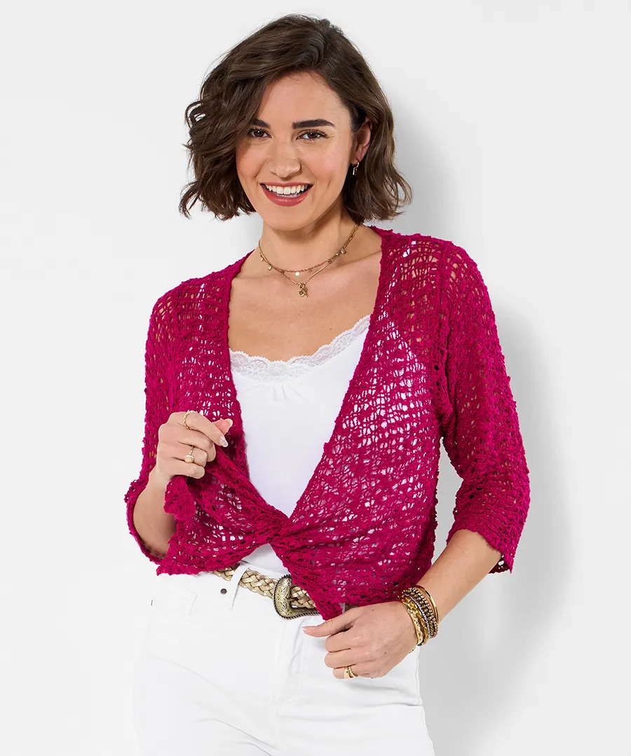 Women's Knit Beach Cardigan Cover-Up Slimming V-Neck Flared Sleeve