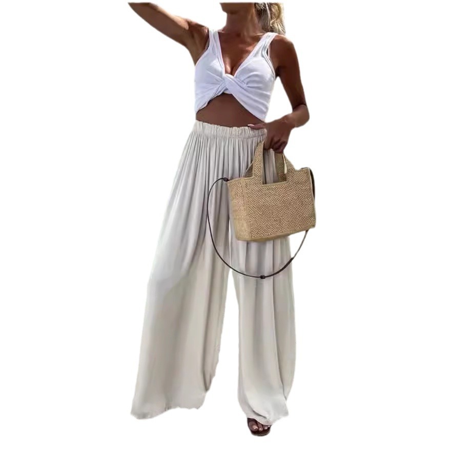 Women's Wide-Leg Pants with Pockets, Casual Loose Fit, Commuter Style