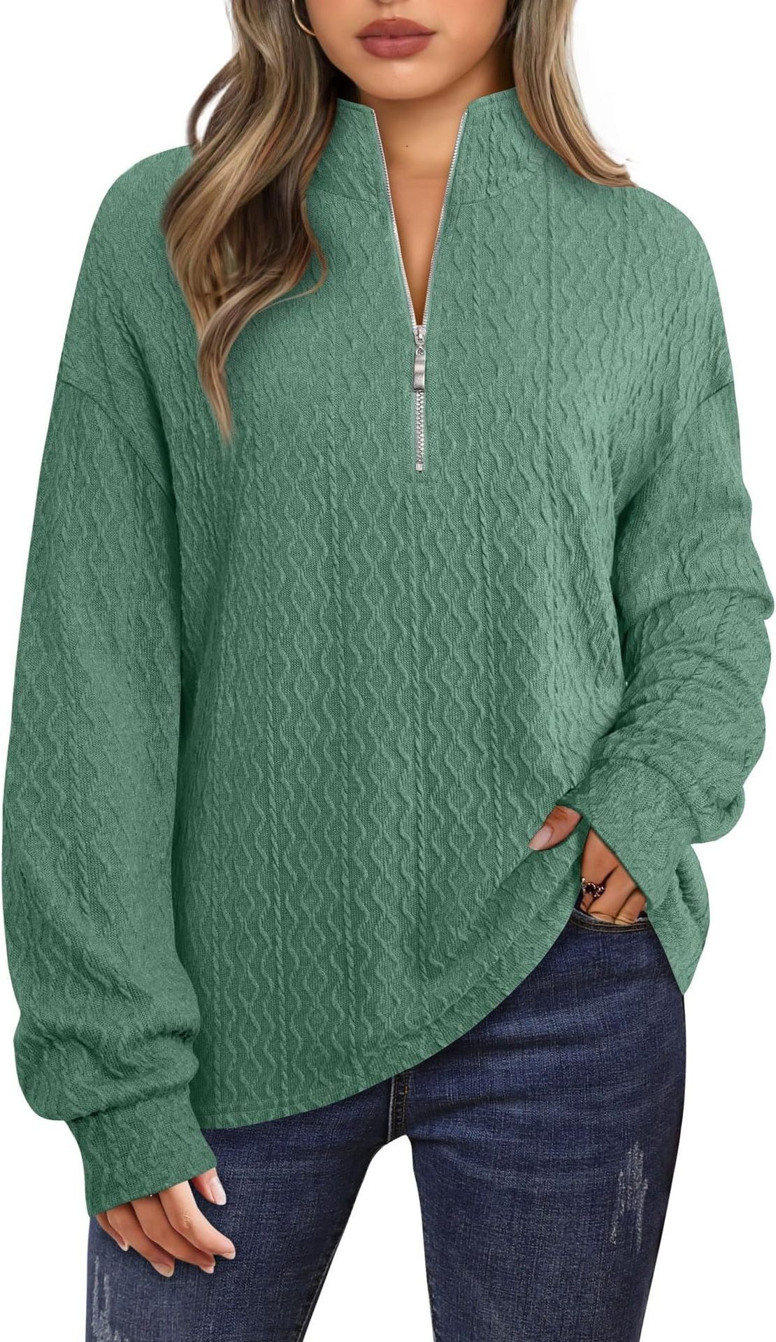 Women's Zip-Up Long-Sleeve Solid Color Hoodie