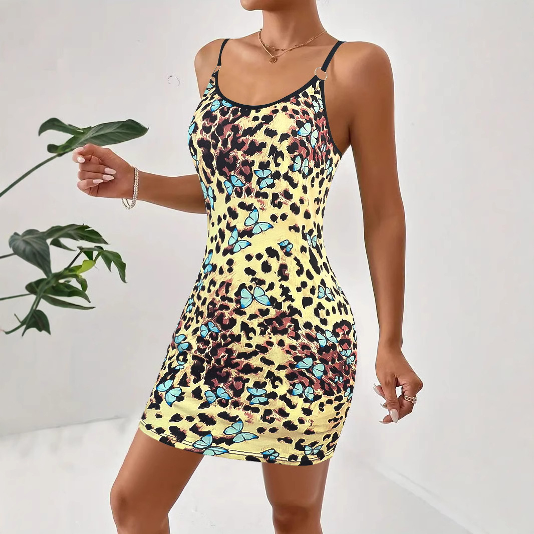 Women's Sleeveless Round Neck Printed Cami Dress