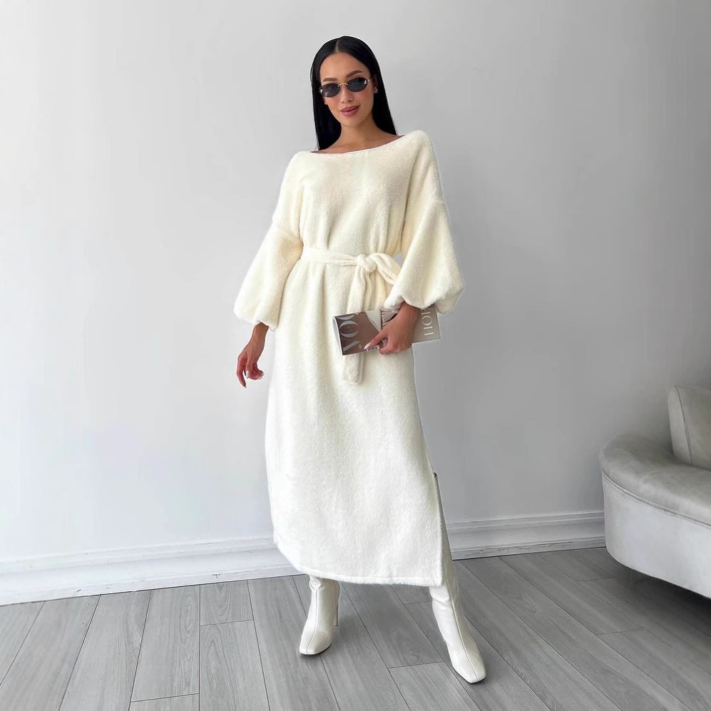 Women's Tie-Waist Long Split Dress