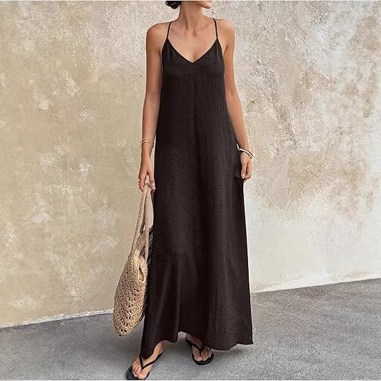 Women's Sleeveless Backless Cutout Cami Long Dress