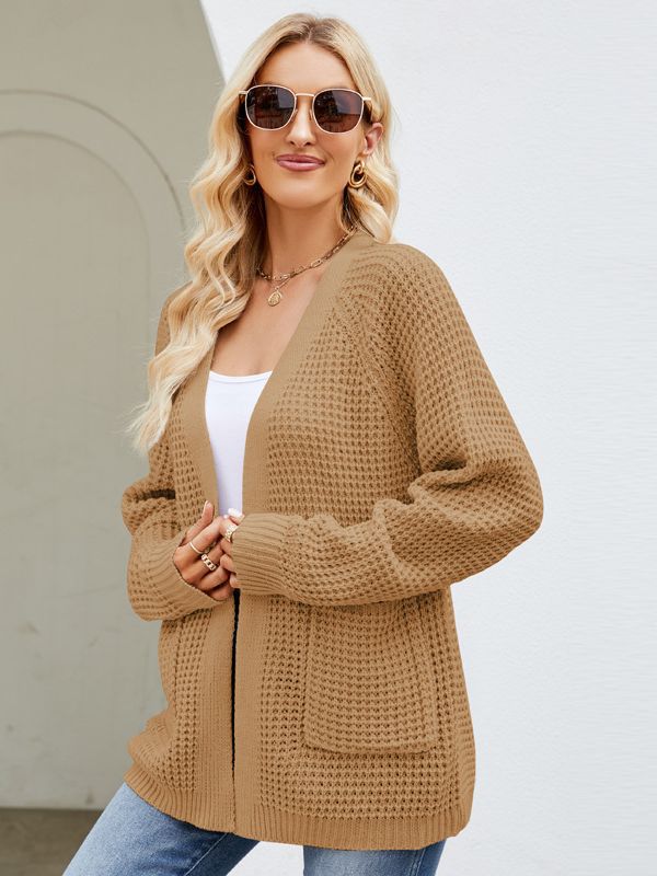Women's Cozy Knit Cardigan Sweater Coat V-Neck Mid-Length
