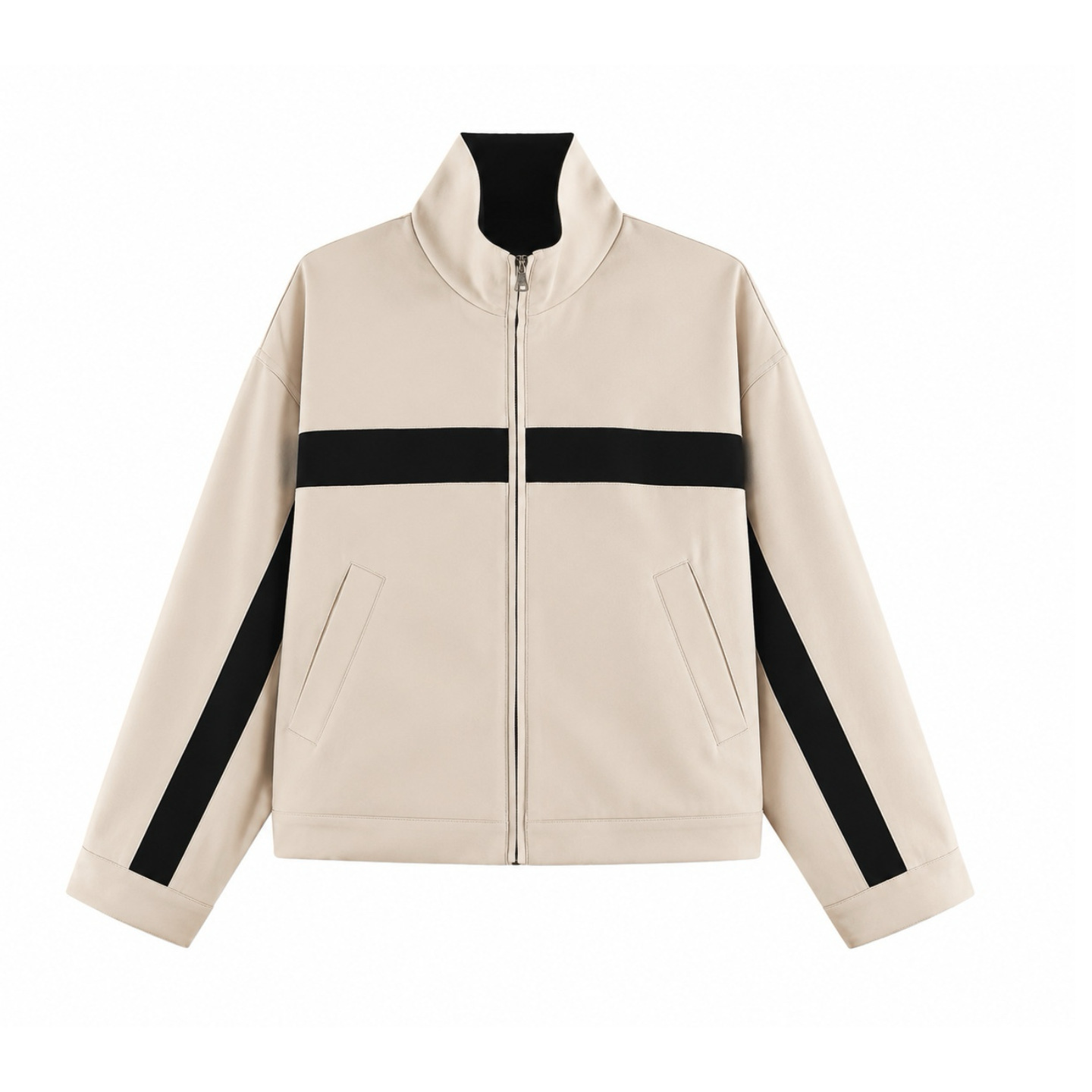 Women's Colorblock Stand Collar Zip Jacket