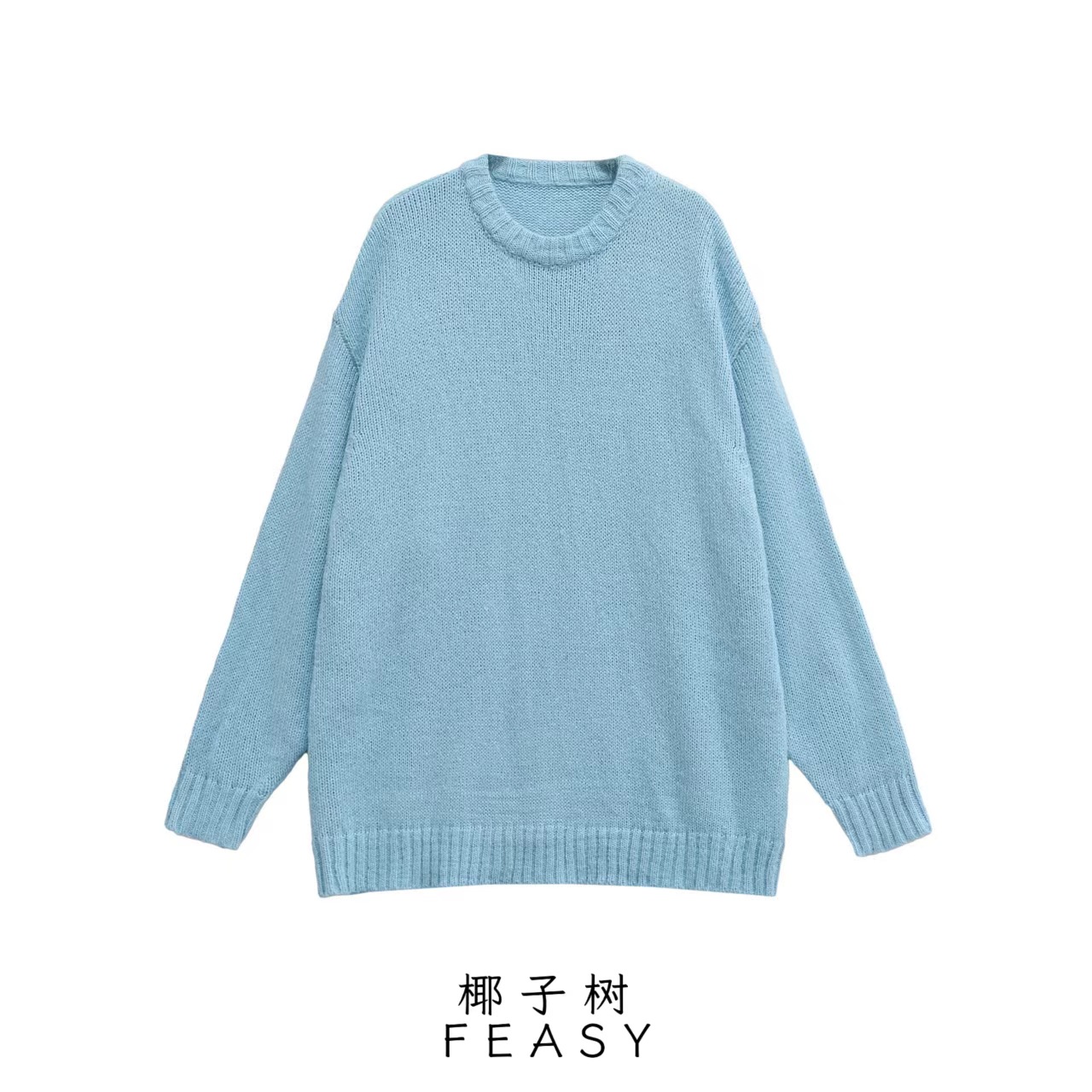 Women's Solid Crewneck Knit Sweater Pullover