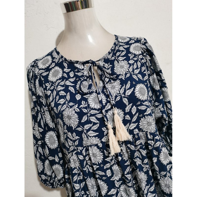V-Neck Half-Sleeve Loose Boho Beach Dress