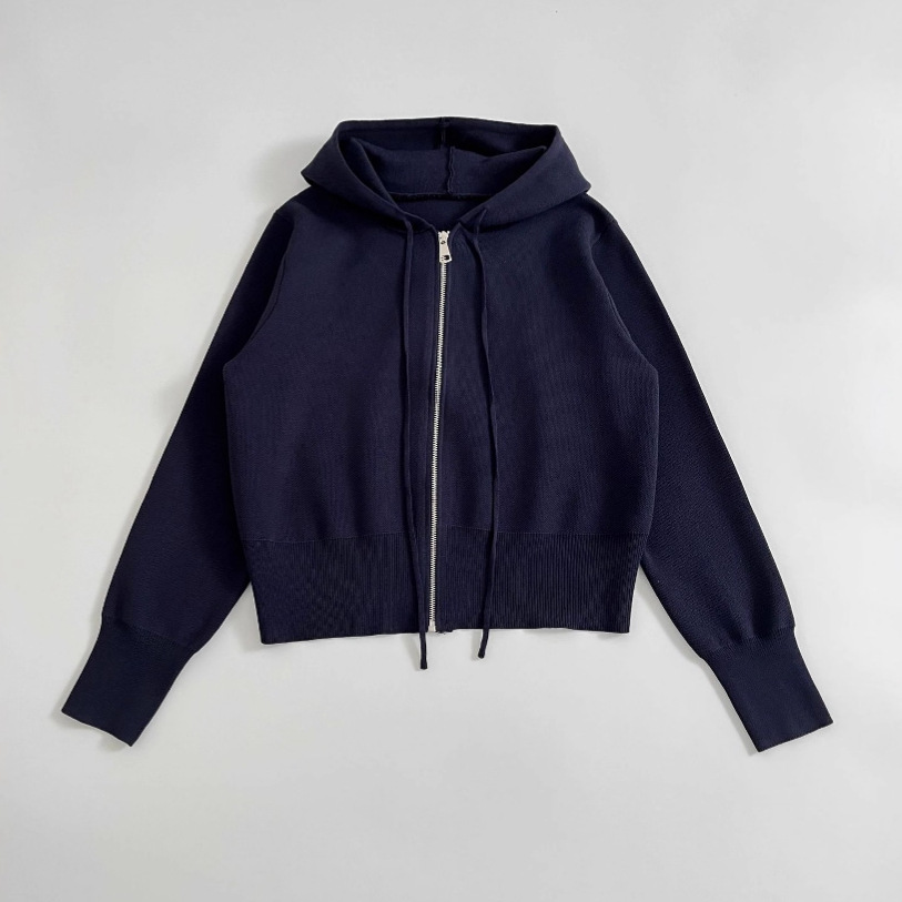 Women's Casual Hooded Button-Up Jacket Solid Color Slim Fit