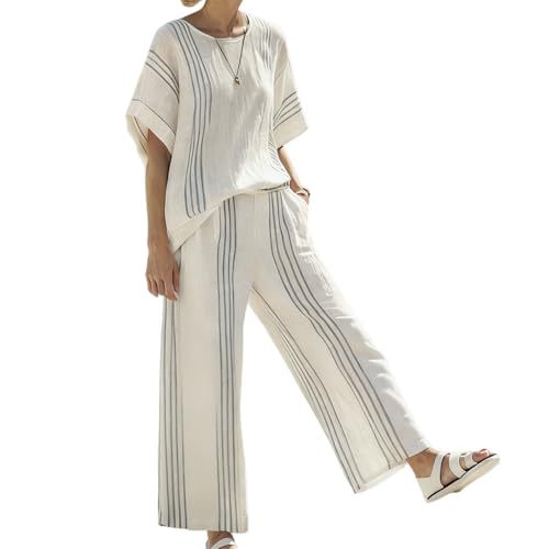 Bohemian Print Crewneck Short Sleeve Top and Pants Casual Set