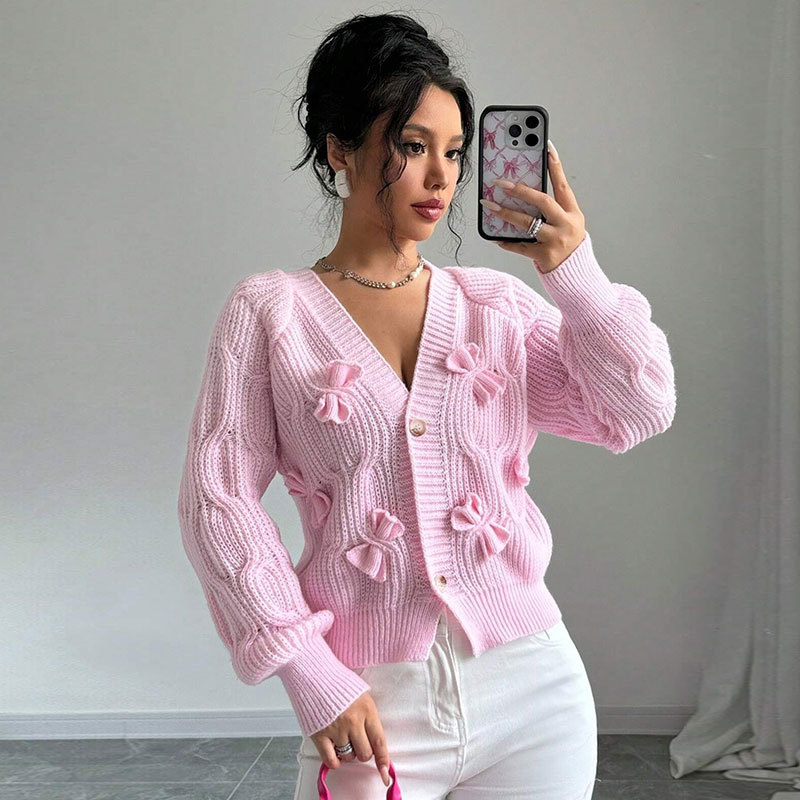 Women's Bow Knit Cardigan Sweater Coat
