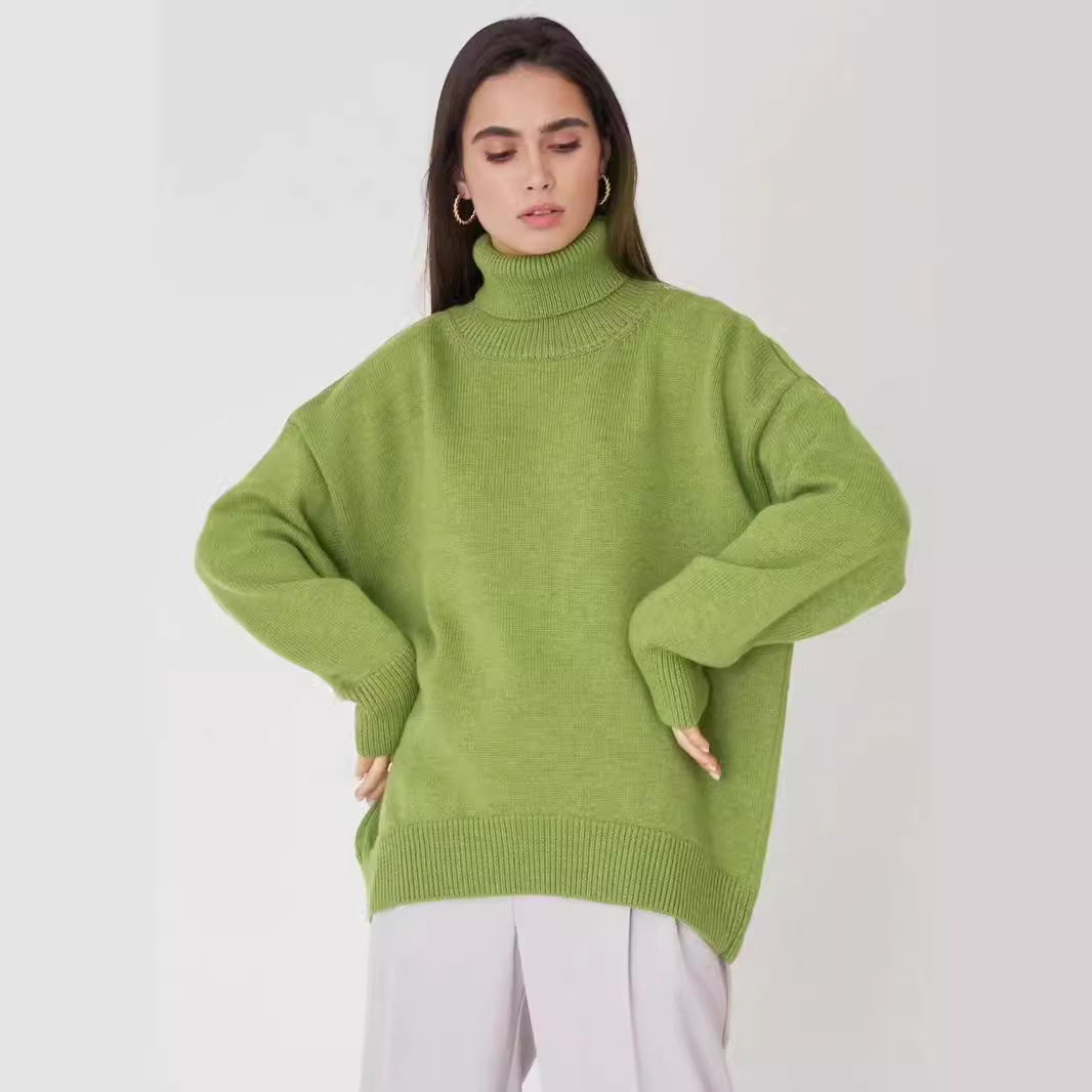 Women's Loose Half-Turtleneck Solid Color Sweater