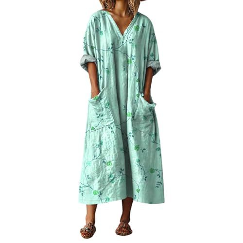 Women's V-Neck Boho A-Line Midi Dress