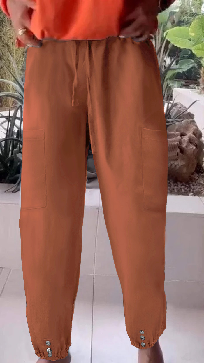 Women's High-Waist Wide-Leg Cropped Pants with Slight Stretch