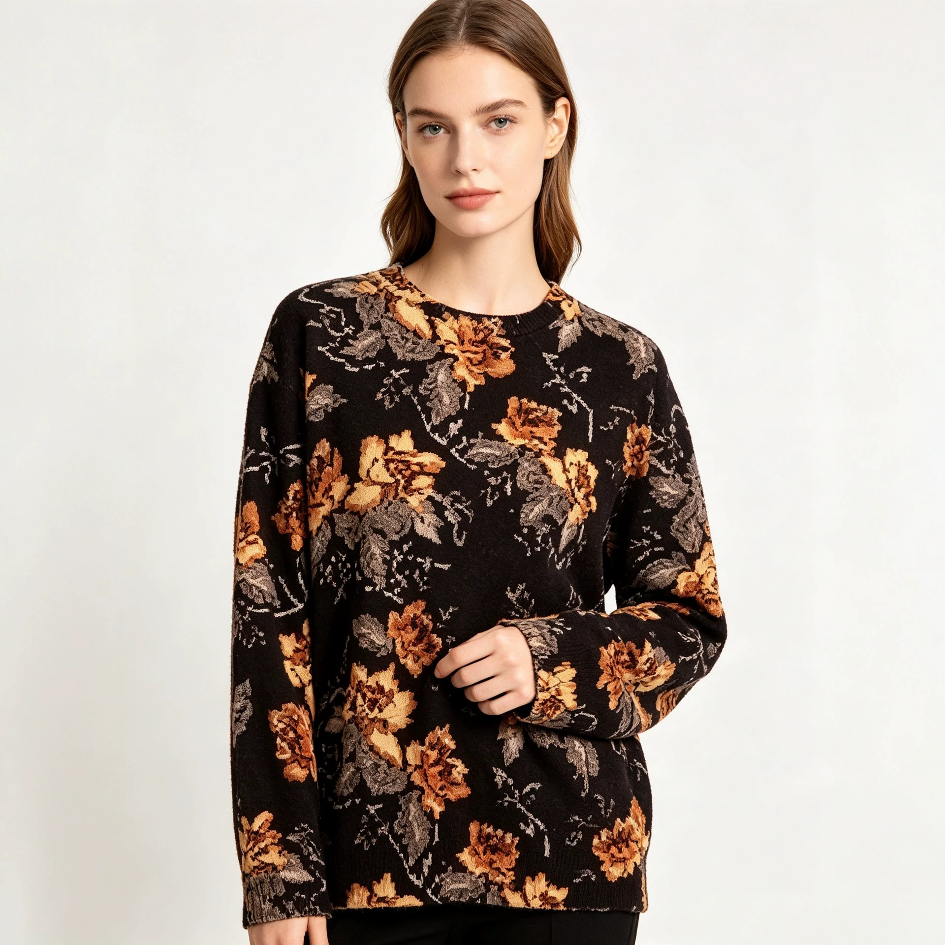 3D Print Christmas Sweater Women's Crewneck Long Sleeve Knit Pullover