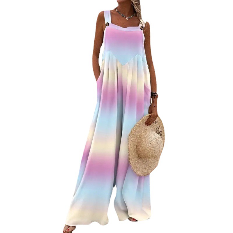 Printed Sleeveless Wide-Leg Jumpsuit for Women