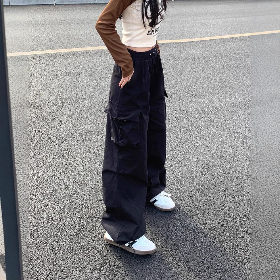 Women's High-Waist Cargo Pants Loose Straight Relaxed Fit