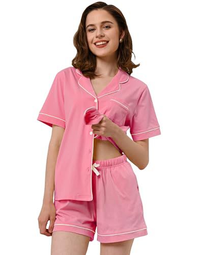 Women's Cuban Collar Short Sleeve Button Lounge Set