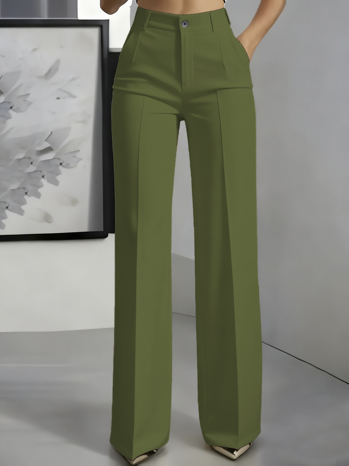 High-Waist Straight-Leg Wide-Leg Suit Pants for Women