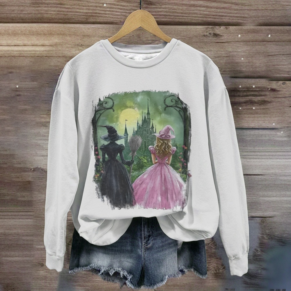 Women's Pet Animal Letter Witch Print Sweatshirt