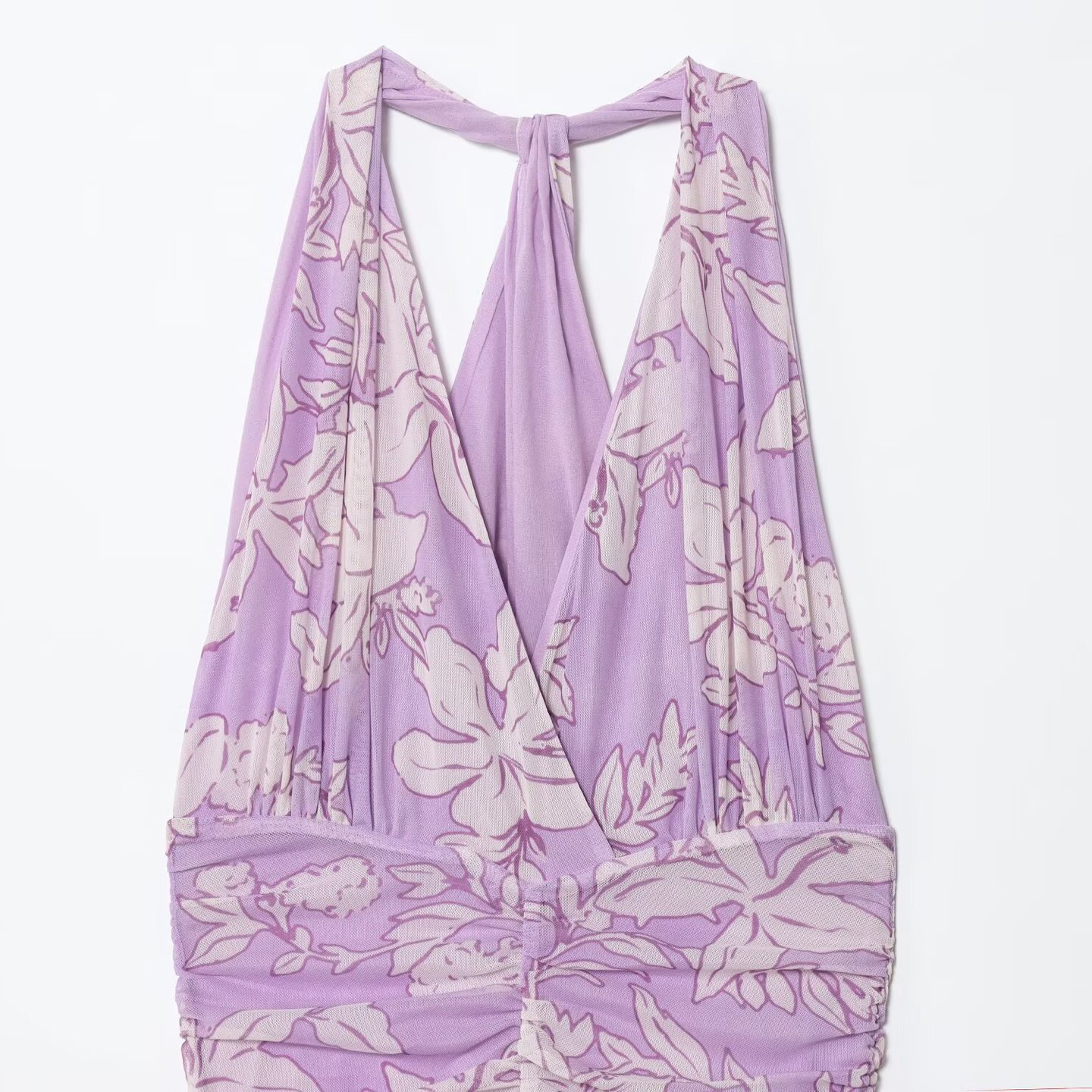 Women's Printed Mesh Halter Neck Midi Dress