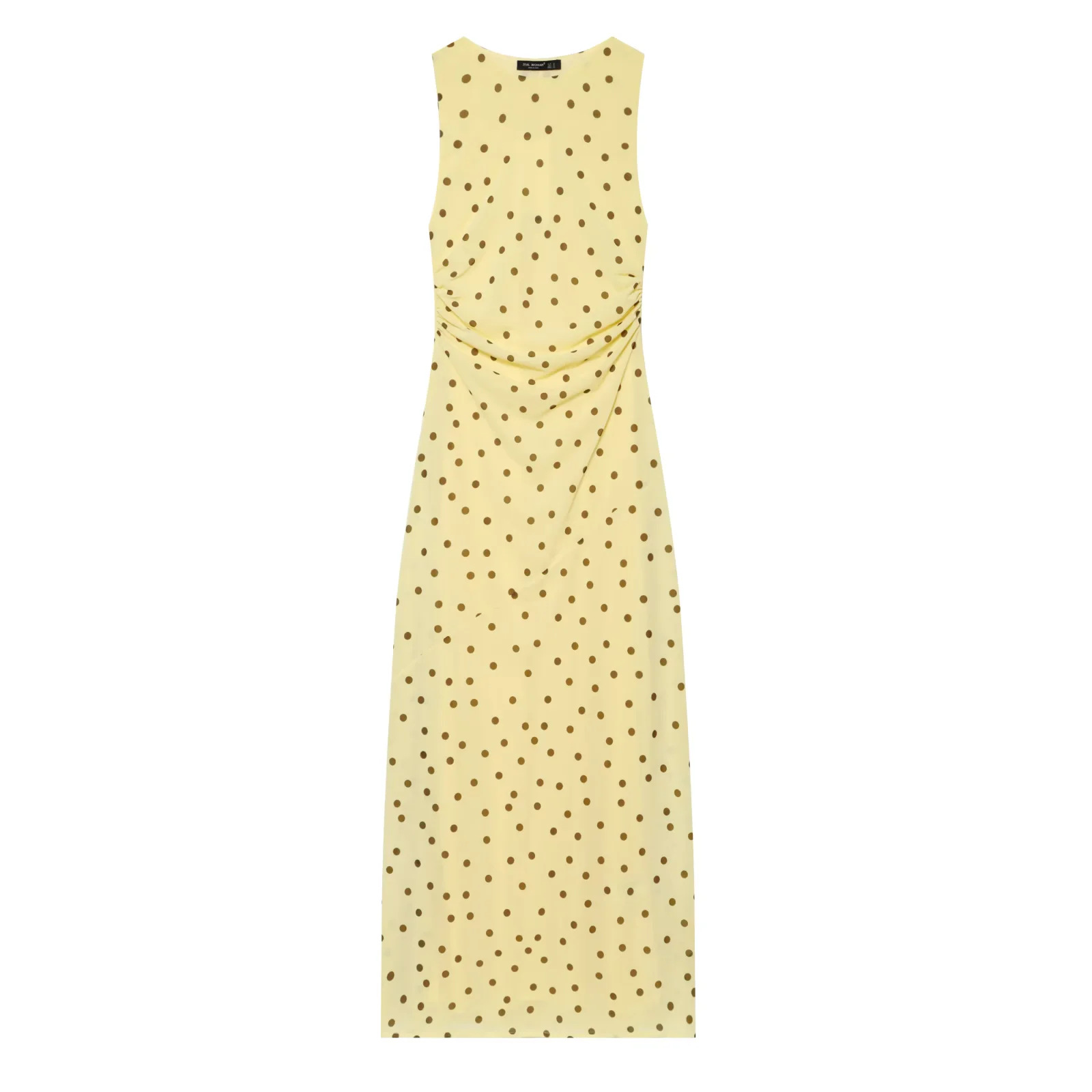 Women's Sleeveless Off-Shoulder Polka Dot Bodycon Midi Dress