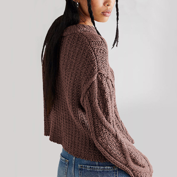 Cable Knit Crewneck Pullover Sweater Loose Fit