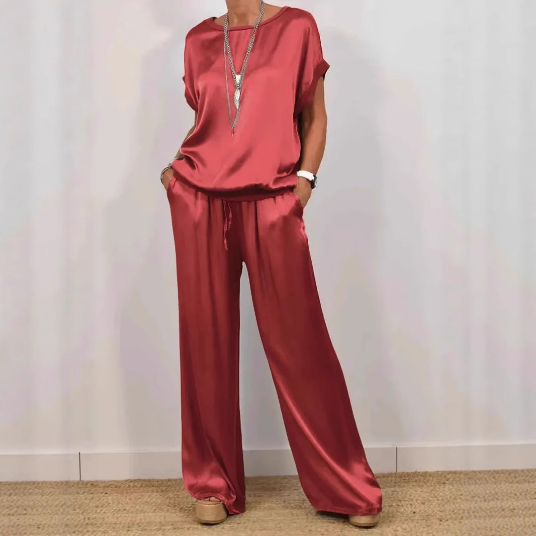 Relaxed Shirt & Wide-Leg Pants Casual Set