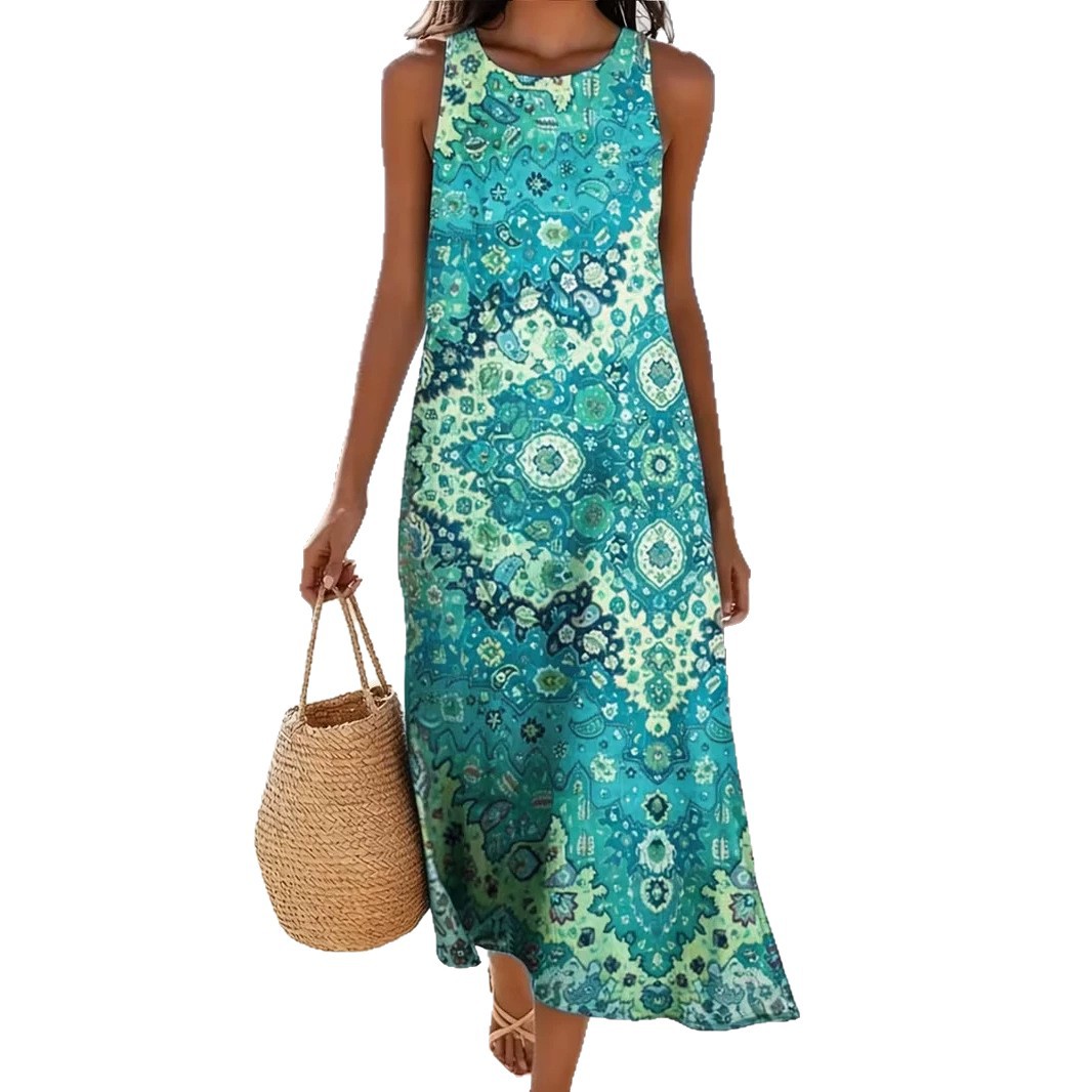 Women's Sleeveless Midi Dress 3D Print Beach Vacation Casual