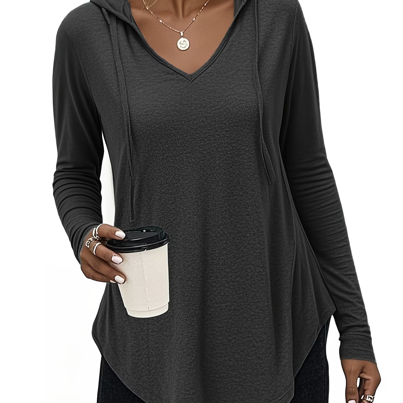 Women's Hooded Long-Sleeve Sweatshirt Top
