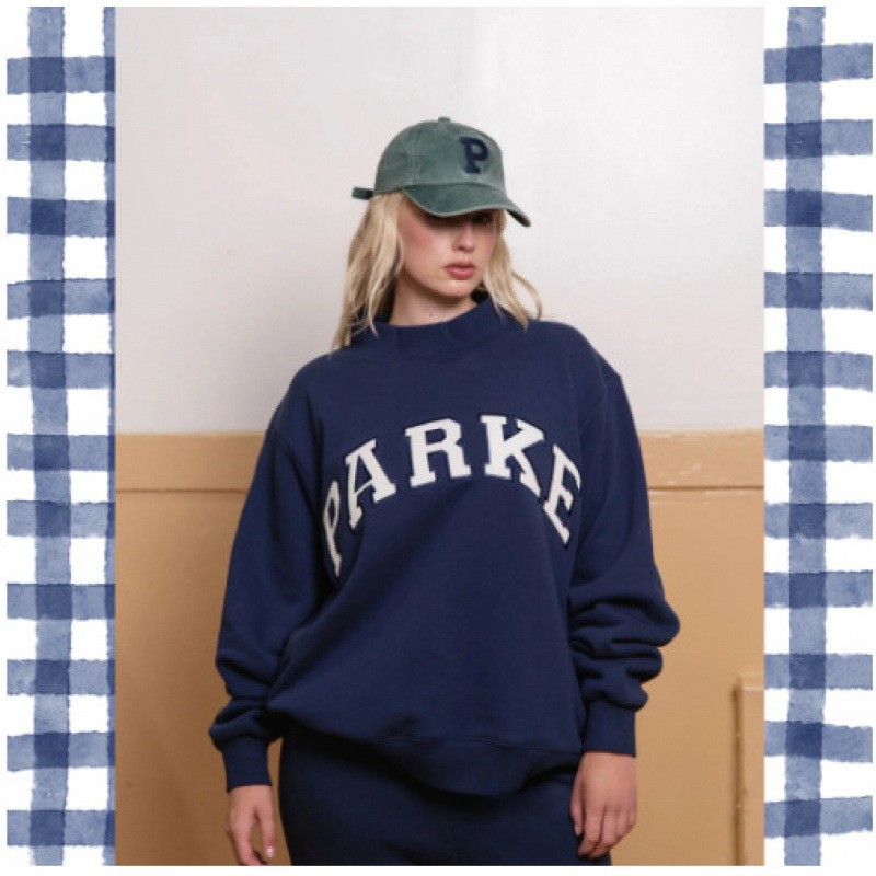 Embroidered Letter Crewneck Long-Sleeve Pullover Sweatshirt for Women