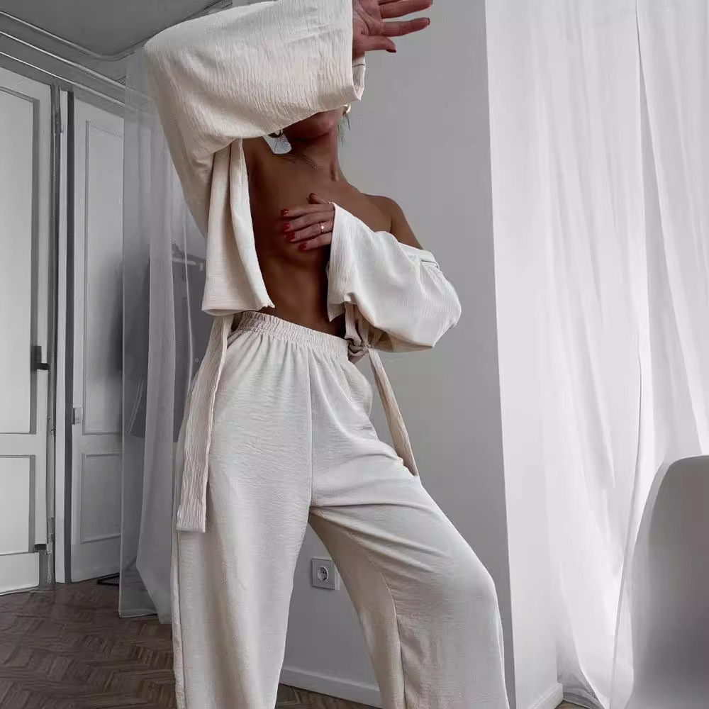 Women's Loose Comfortable 3/4 Sleeve Long Pants Pajama Set Loungewear