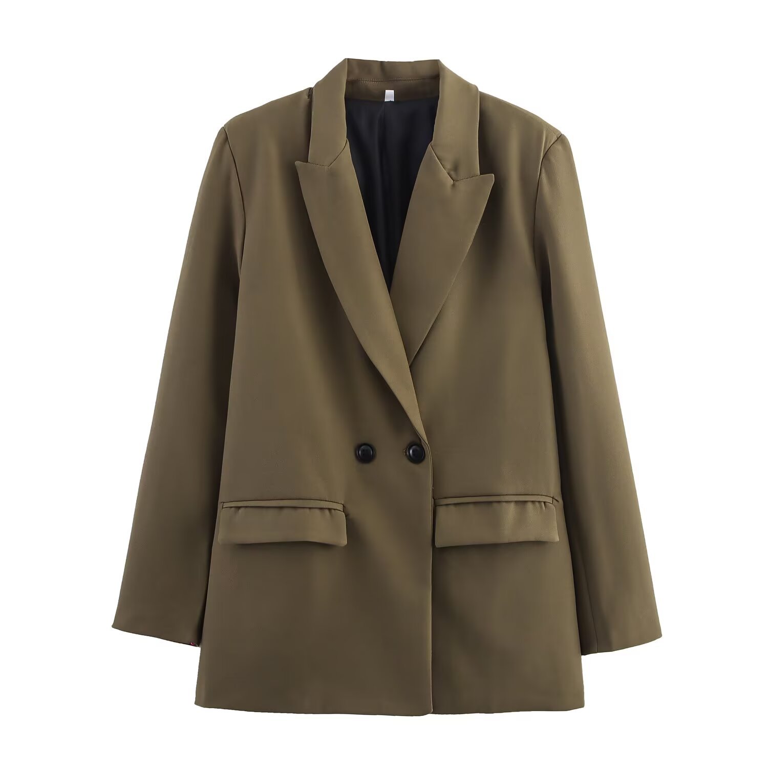 Women's Solid Button-Up Jacket Slim Fit V-Neck Long Sleeve