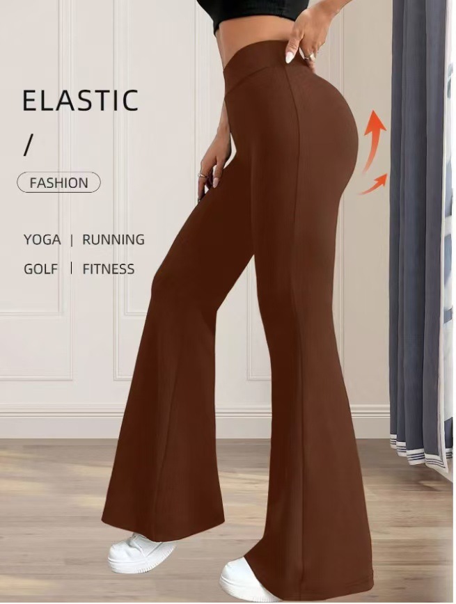 Women's High-Waist Flared Pants Loose Floor-Length Casual Slimming Trousers