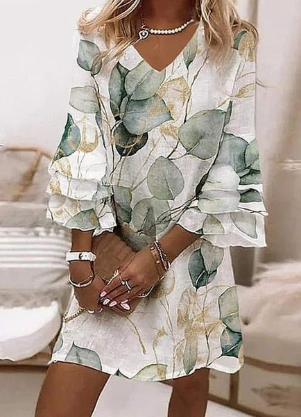 Women's Animal Print Ruched Floral Midi Dress