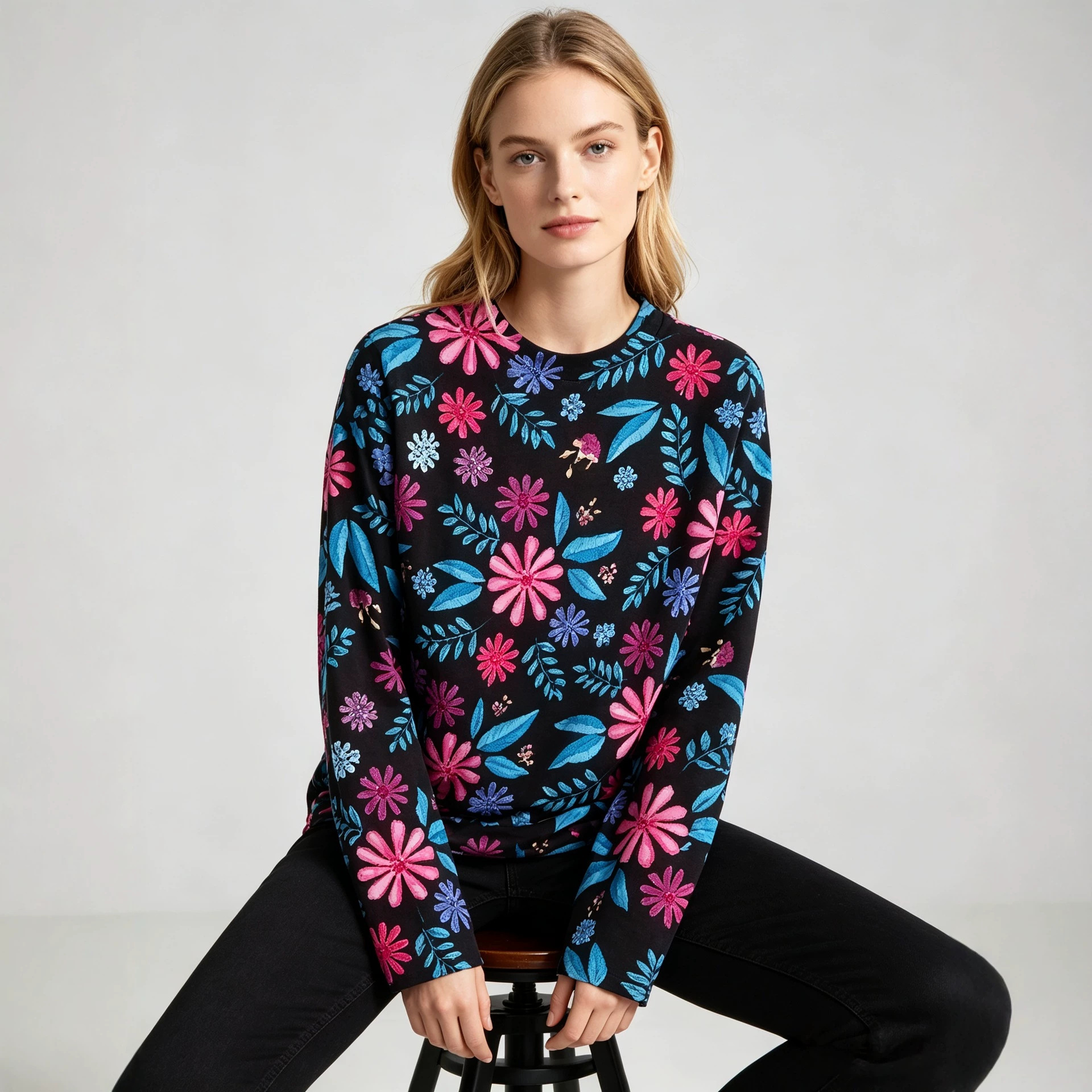 3D Christmas Print Crewneck Knit Sweater