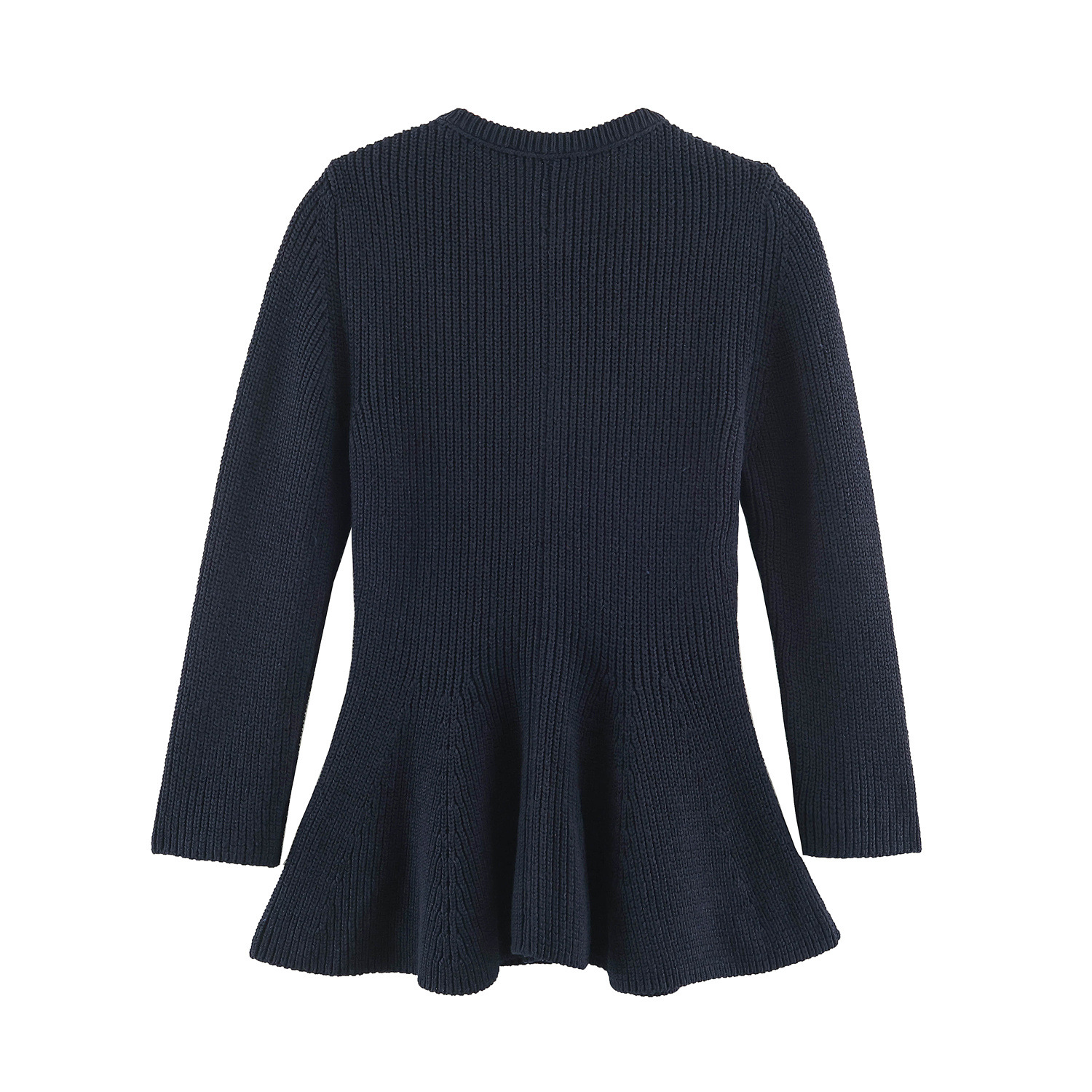 Women's Round Neck Cropped Knit Cardigan Short Skirt Style