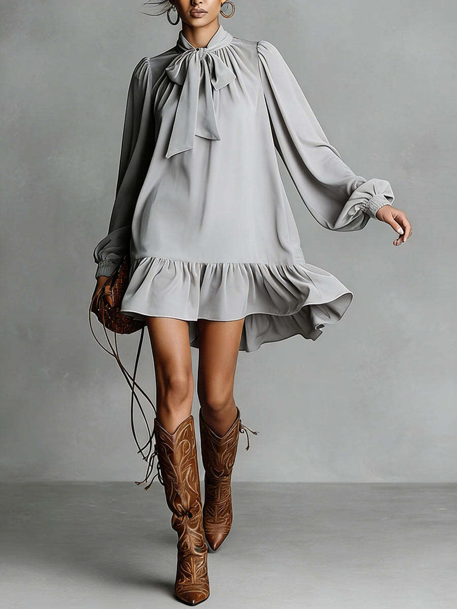 Elegant Vintage Velvet Long Sleeve Loose Dress