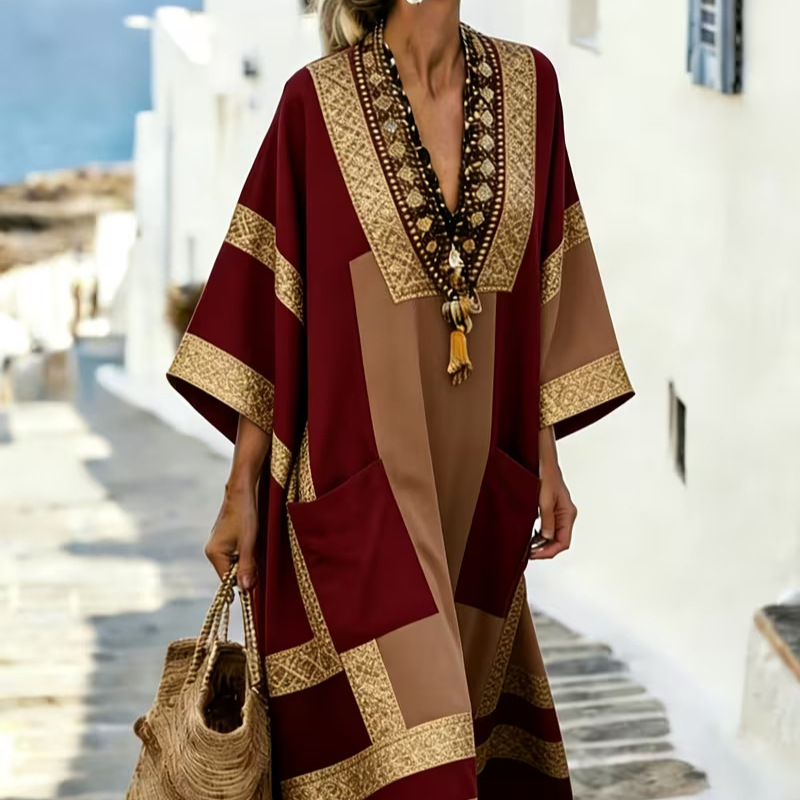 Women's Boho A-Line Midi Dress with 3D Print