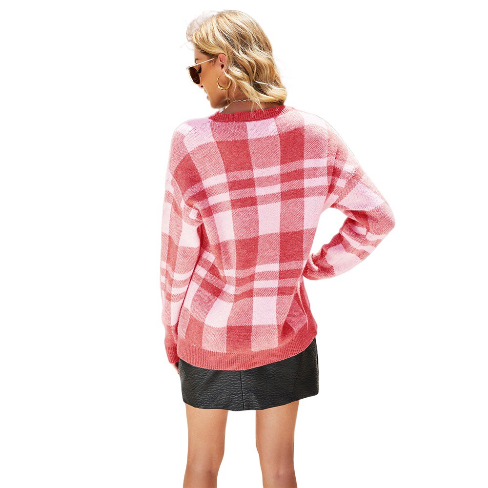 Women's Plaid Pullover Knit Sweater