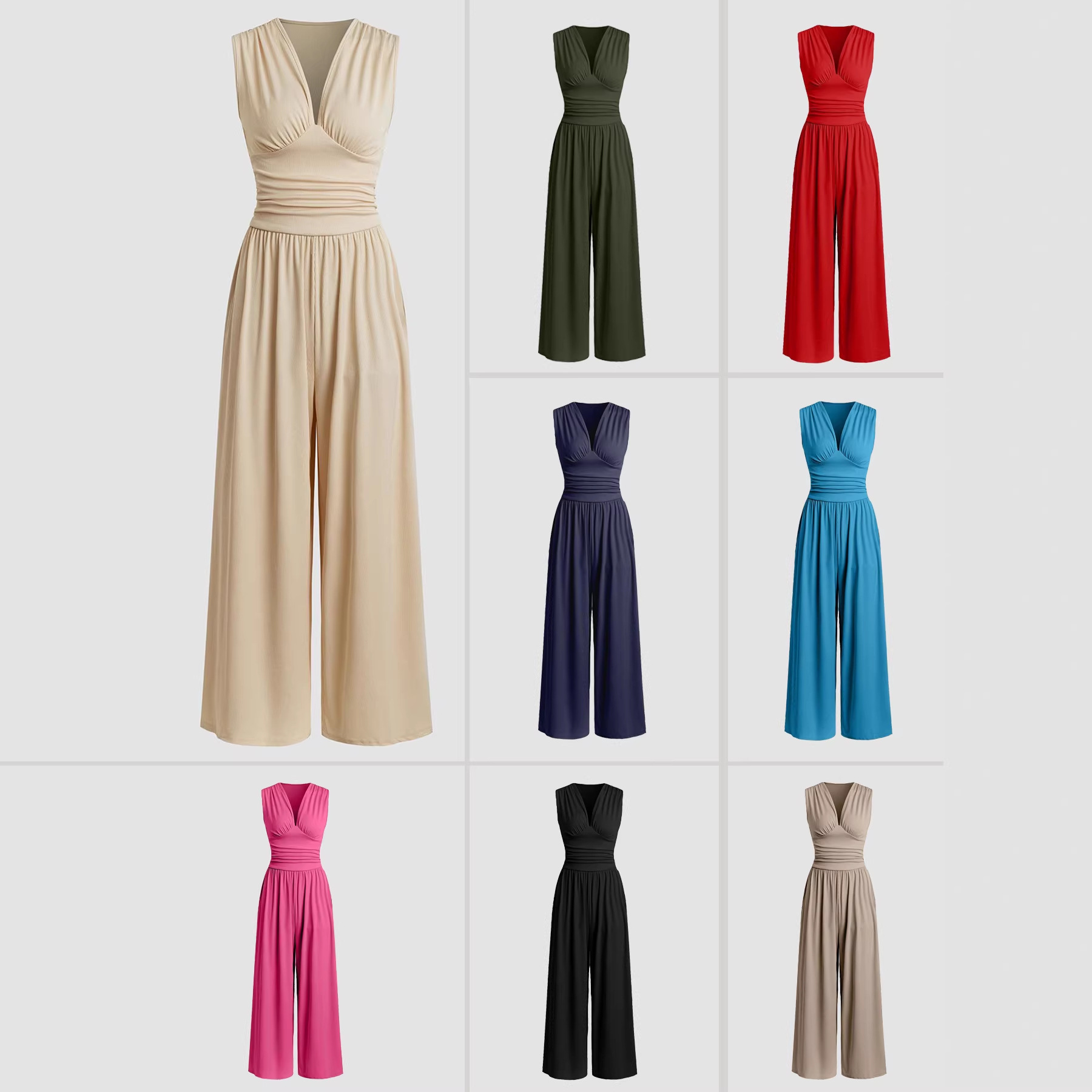 Sleeveless Wide-Leg Jumpsuit for Women, Loose Fit