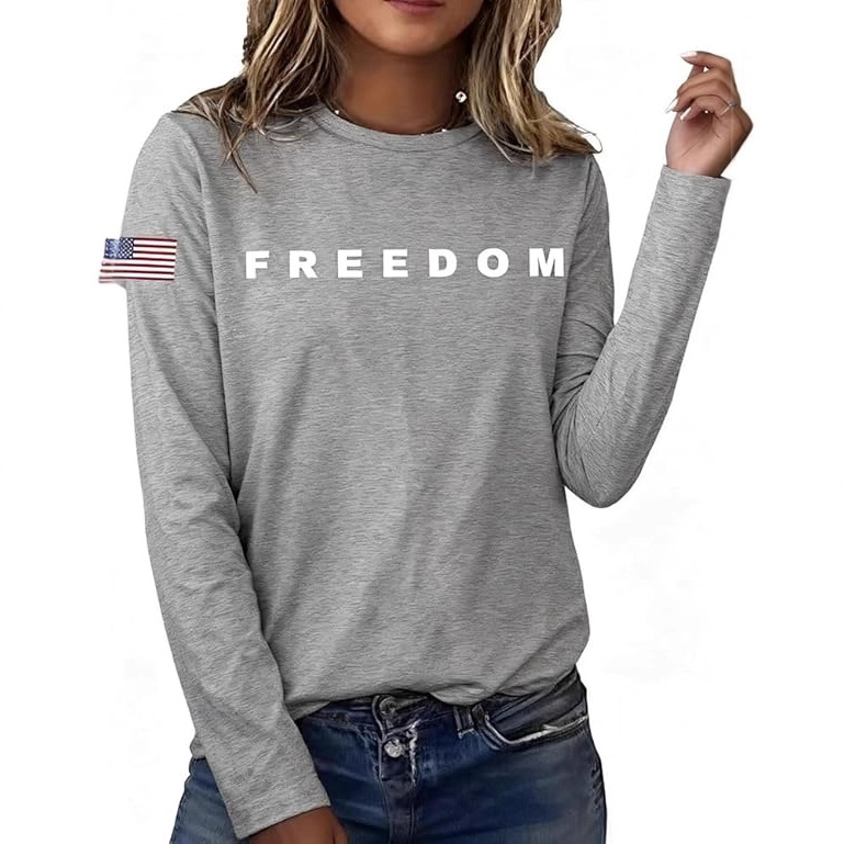 FREEDOM Letter Flag Women's Crewneck Sweatshirt