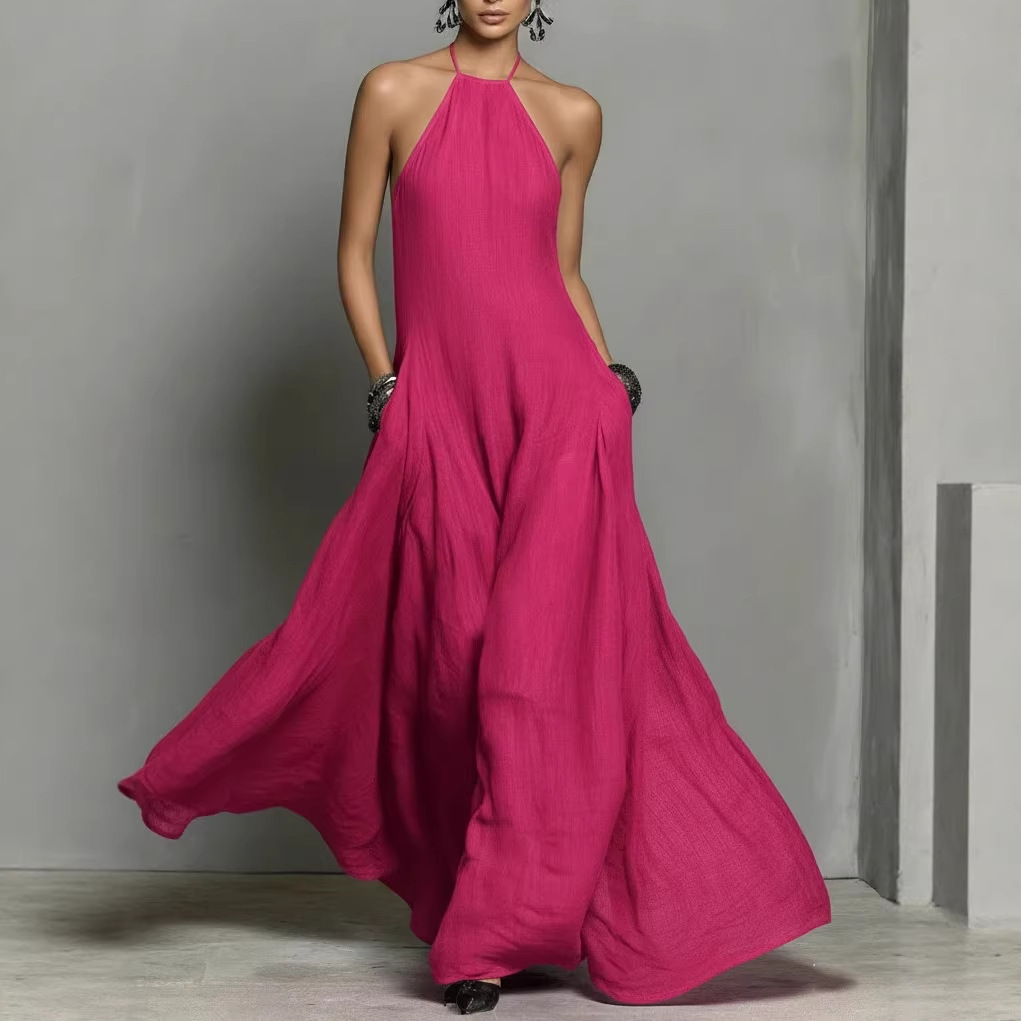 Women's Backless Sleeveless Long Vacation Dress