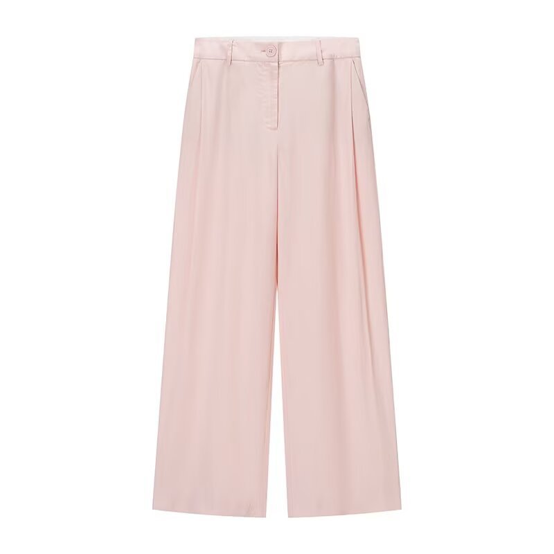 Women's Split-Design Short Vest & Pleated Wide-Leg Pants Set