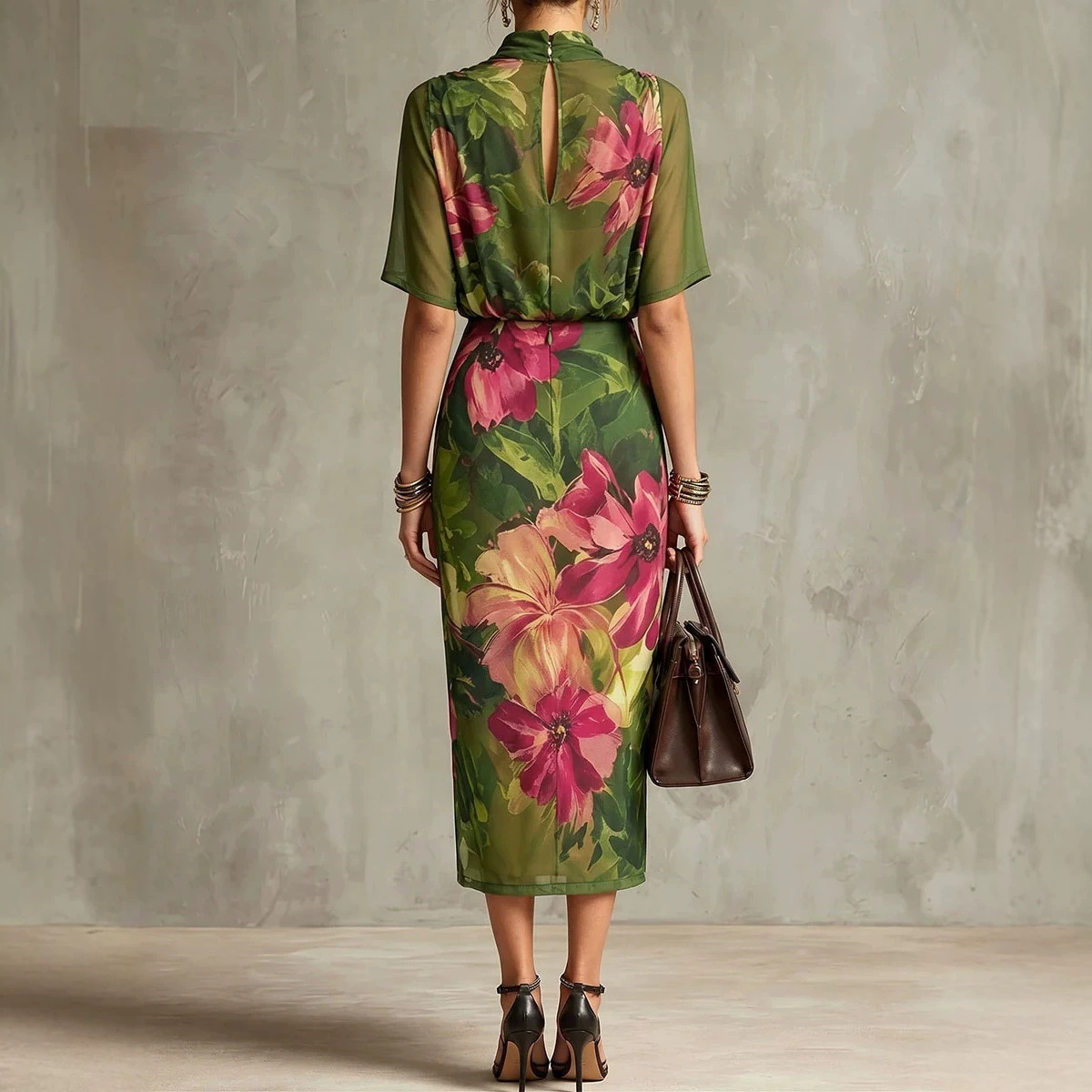 Floral Print Chiffon Top and Skirt Two-Piece Set