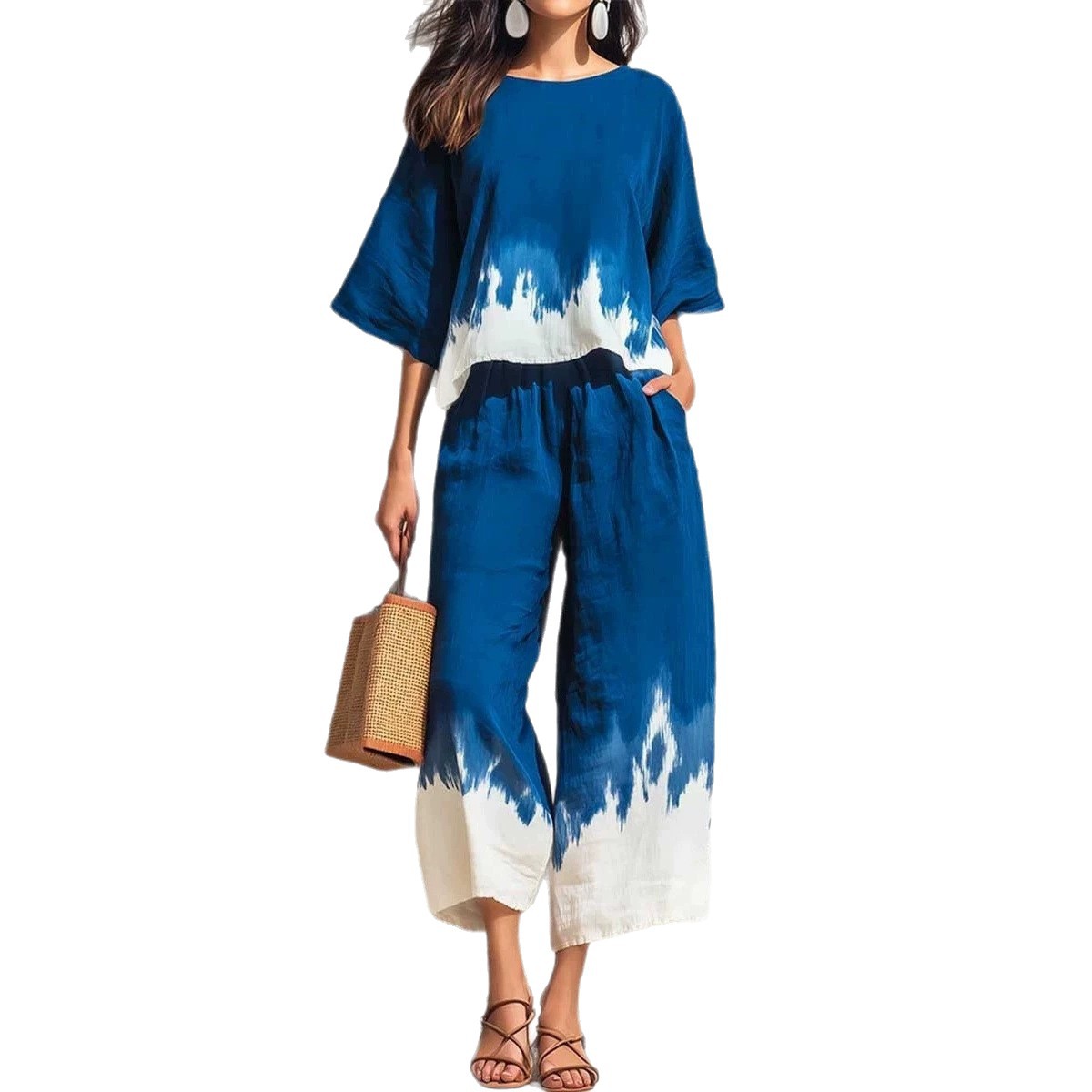 Women's Loose Fit Printed Casual Vacation Two-Piece Set